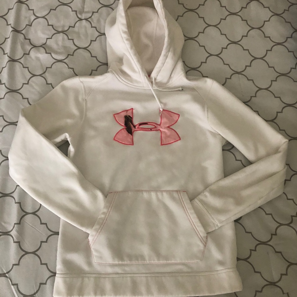 Under Armor White Logo w/“real tree” design hoodie